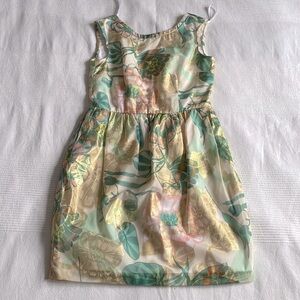 H&M Conscious Collection Gold Floral Tulip Mini Dress Size 8